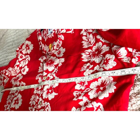 Hawaiian Shirt Red Button Up NWT Spike Sports Short Sleeve Beach Unisex Mens L - Picture 5 of 5
